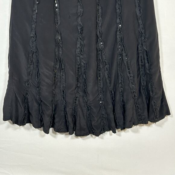 Vintage 90’s Chico’s 100% Silk Black Maxi Skirt Boho Chic Whimsigoth 12/14 L - Picture 3 of 7